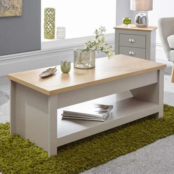 Loftus Wooden Lift Up Coffee Table In Grey And Oak | Bed Sava
