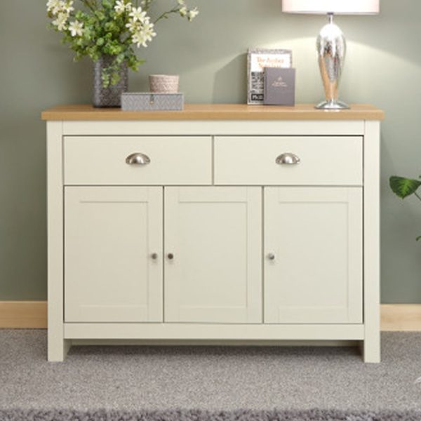 Loftus Wooden Sideboard With 3 Doors 2 Drawers In Cream And Oak | Bed Sava