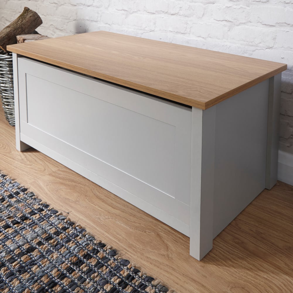 Loftus Wooden Storage Box In Grey And Oak