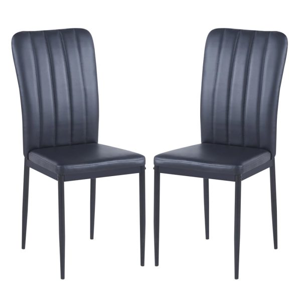 Logan Black Faux Leather Dining Chairs In Pair | Bed Sava