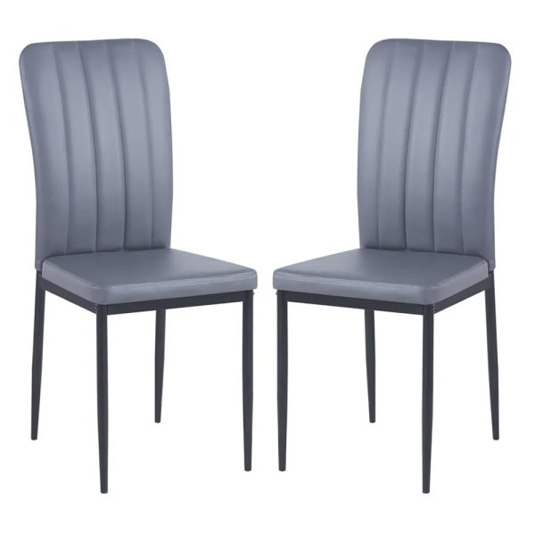 Logan Grey Faux Leather Dining Chairs In Pair | Bed Sava