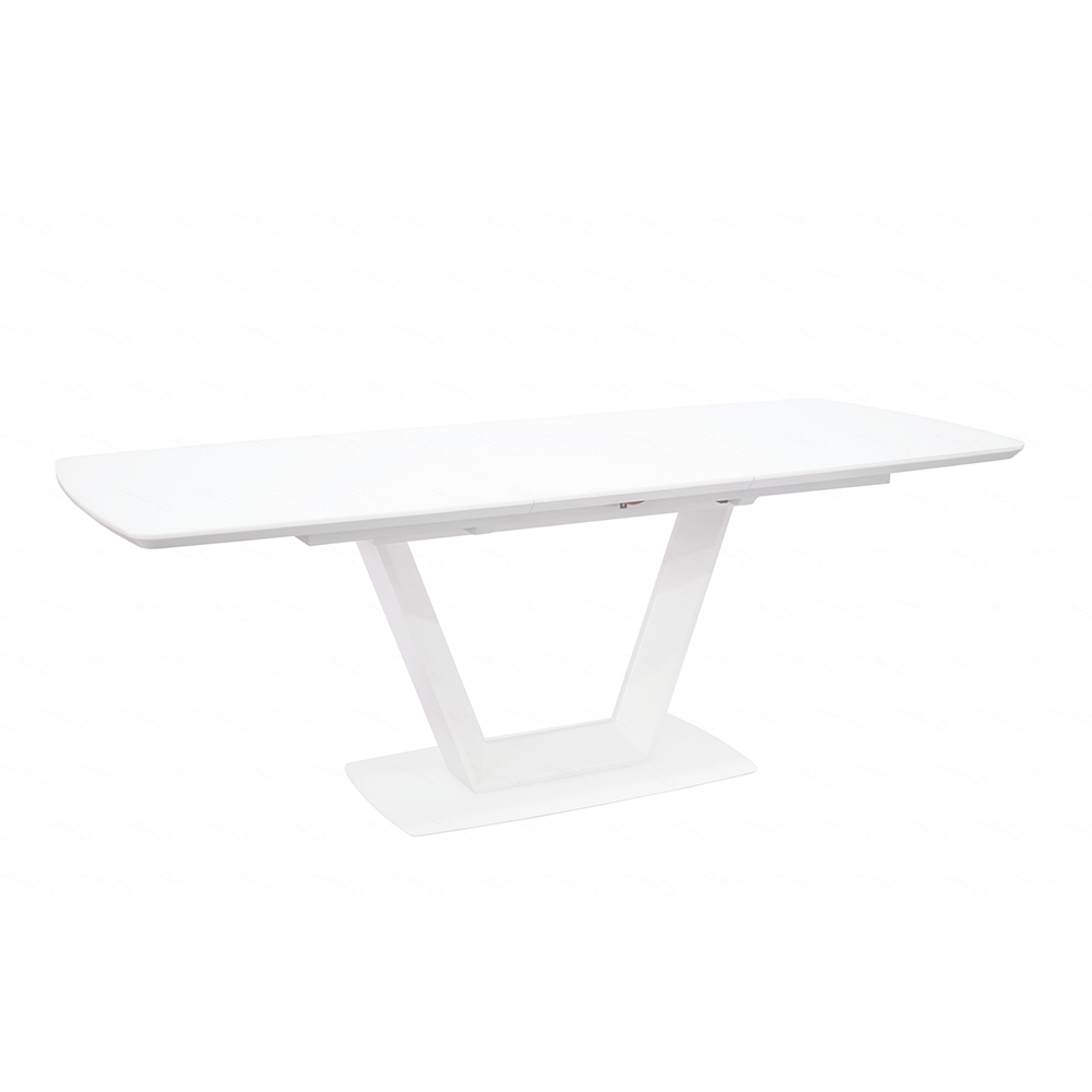 Logan Large Glass Extending Dining Table In White