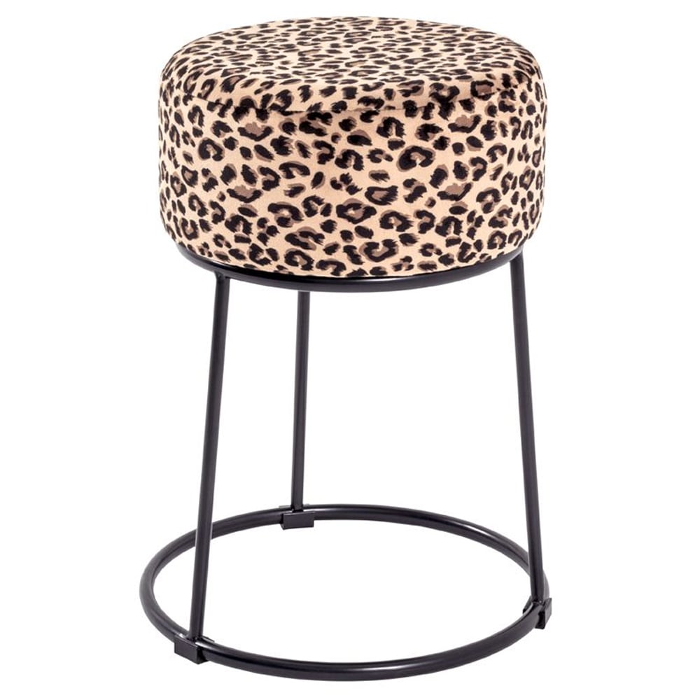 Loleta Textile Fabric Stool In Black Motif