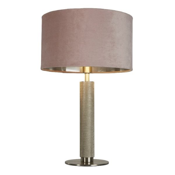 London Pink Velvet Shade Table Lamp In Satin Silver | Bed Sava