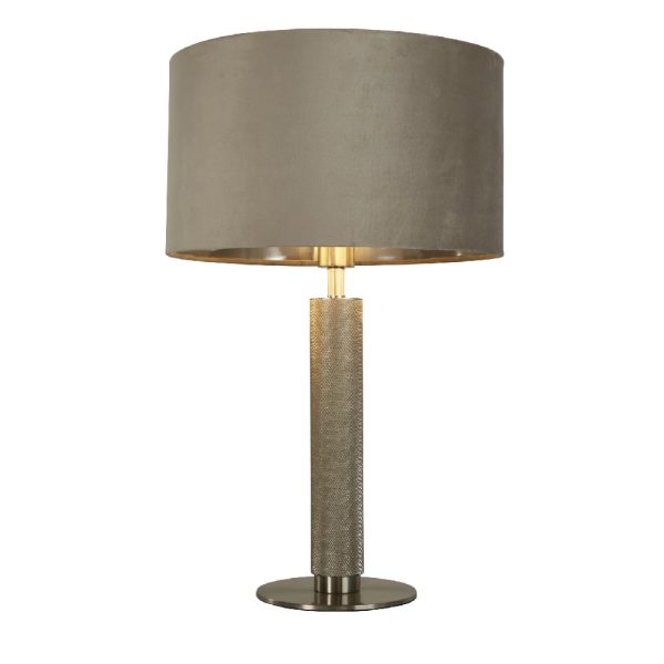 London Taupe Velvet Shade Table Lamp In Satin Silver | Bed Sava