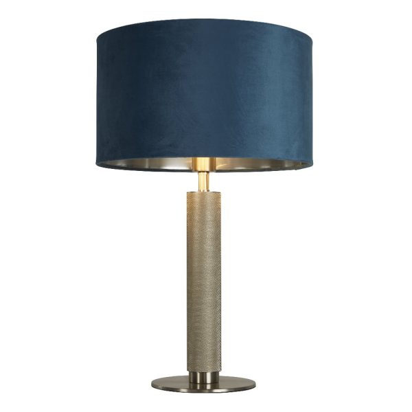 London Teal Velvet Shade Table Lamp In Satin Silver | Bed Sava