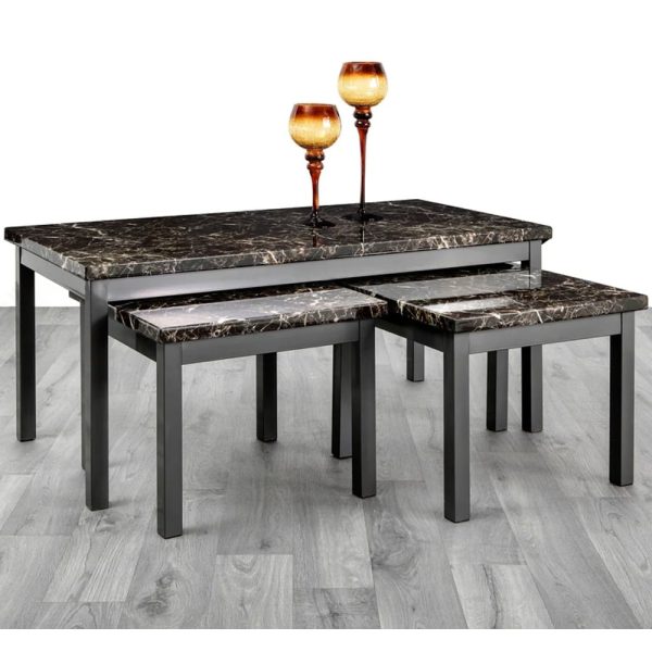 Lore Gloss Nesting Coffee Tables In Wenge Marble Effect | Bed Sava