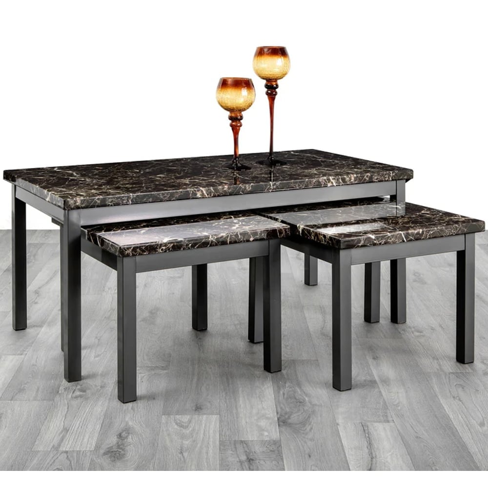 Lore Gloss Nesting Coffee Tables In Wenge Marble Effect
