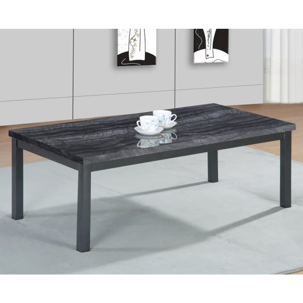 Lore High Gloss Coffee Table In Charcoal Black Marble Effect | Bed Sava