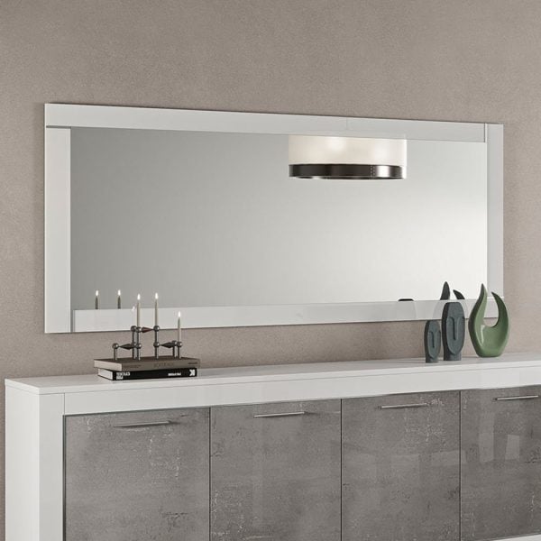 Lorenz Large Bedroom Wall Mirror In High Gloss White Frame | Bed Sava