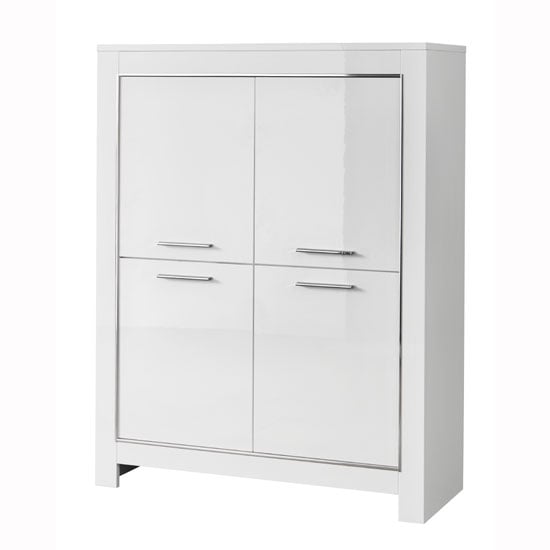 Lorenz Modern Bar Unit In White High Gloss With 4 Doors