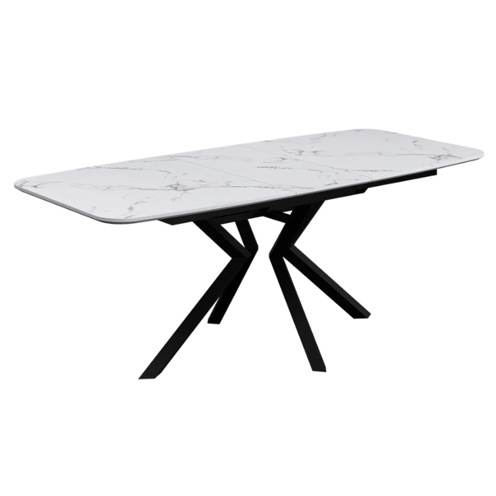 Loreto Wooden Extending Dining Table In White Marble Effect