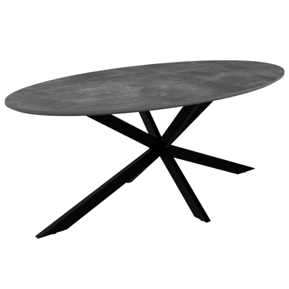 Loreto Wooden Oval Coffee Table In Grey Marble Effect