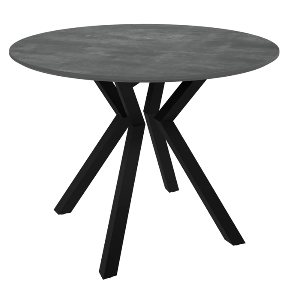 Loreto Wooden Round Dining Table In Grey Marble Effect