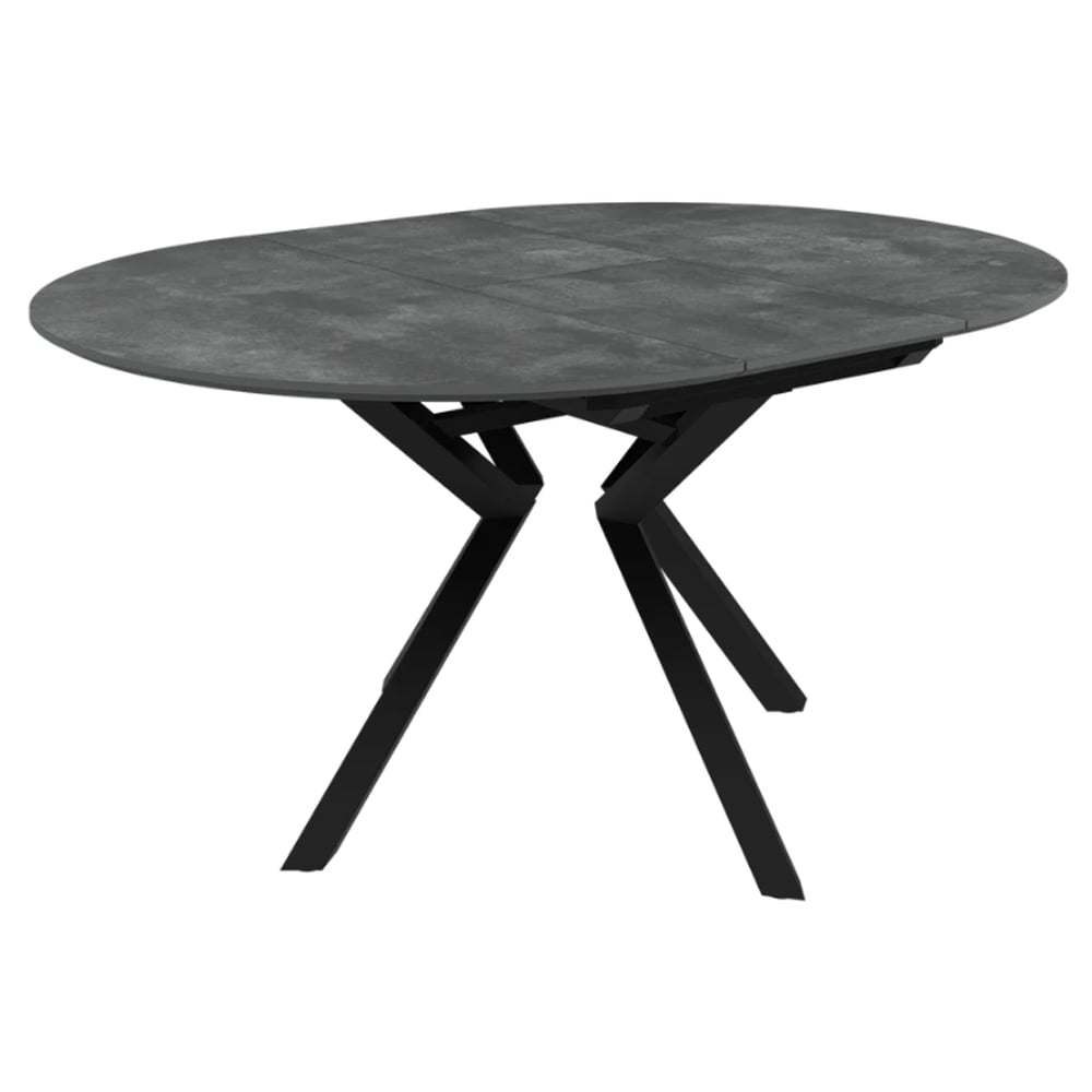 Loreto Wooden Round Extending Dining Table In Grey Marble Effect