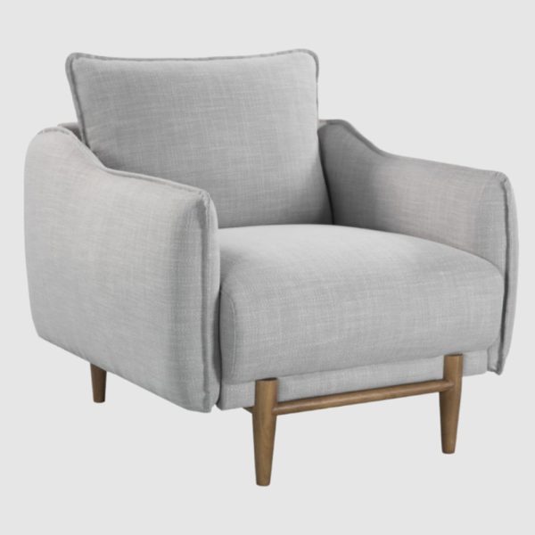Louisburg Fabric 1 Seater Sofa In Silver Grey | Bed Sava