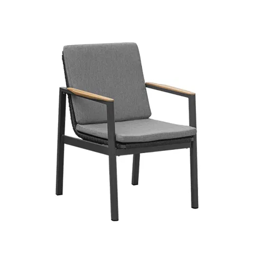 Lucca Polyester Garden Armchair In Graphite And Charcoal