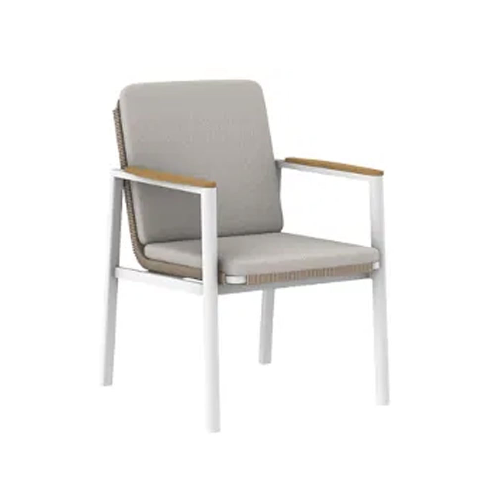 Lucca Polyester Garden Armchair In Ivory And White