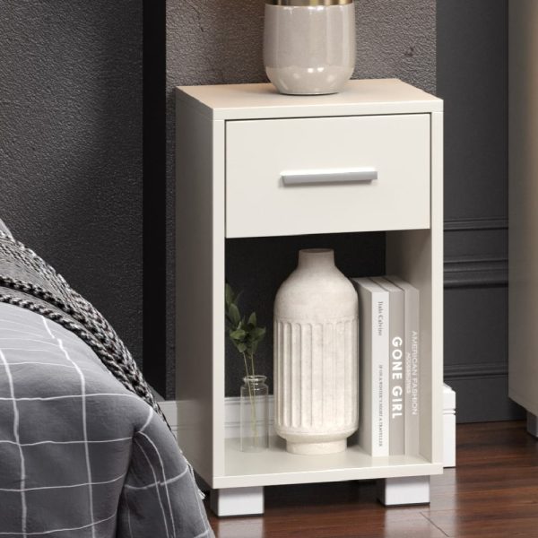 Lufkin Wooden Bedside Cabinet With 1 Drawer In White | Bed Sava