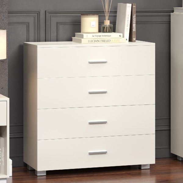 Lufkin Wooden Chest Of 4 Drawers In White | Bed Sava
