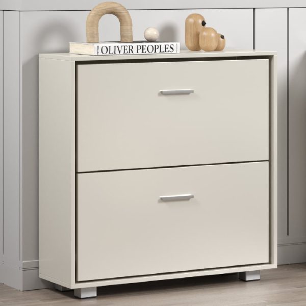 Lufkin Wooden Shoe Cabinet With 2 Flip Doors In White | Bed Sava