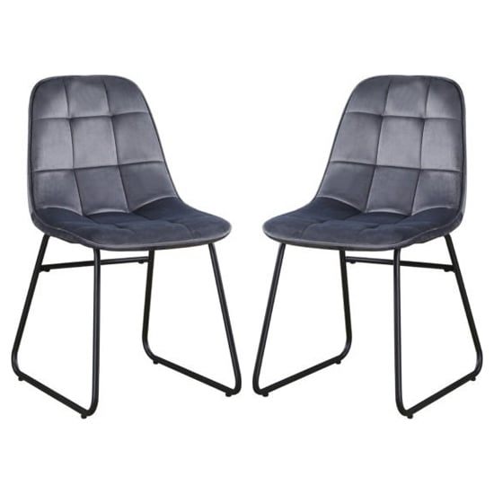 Lyster Grey Velvet Dining Chairs In A Pair