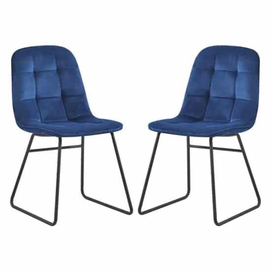 Lyster Sapphire Blue Velvet Dining Chairs In A Pair