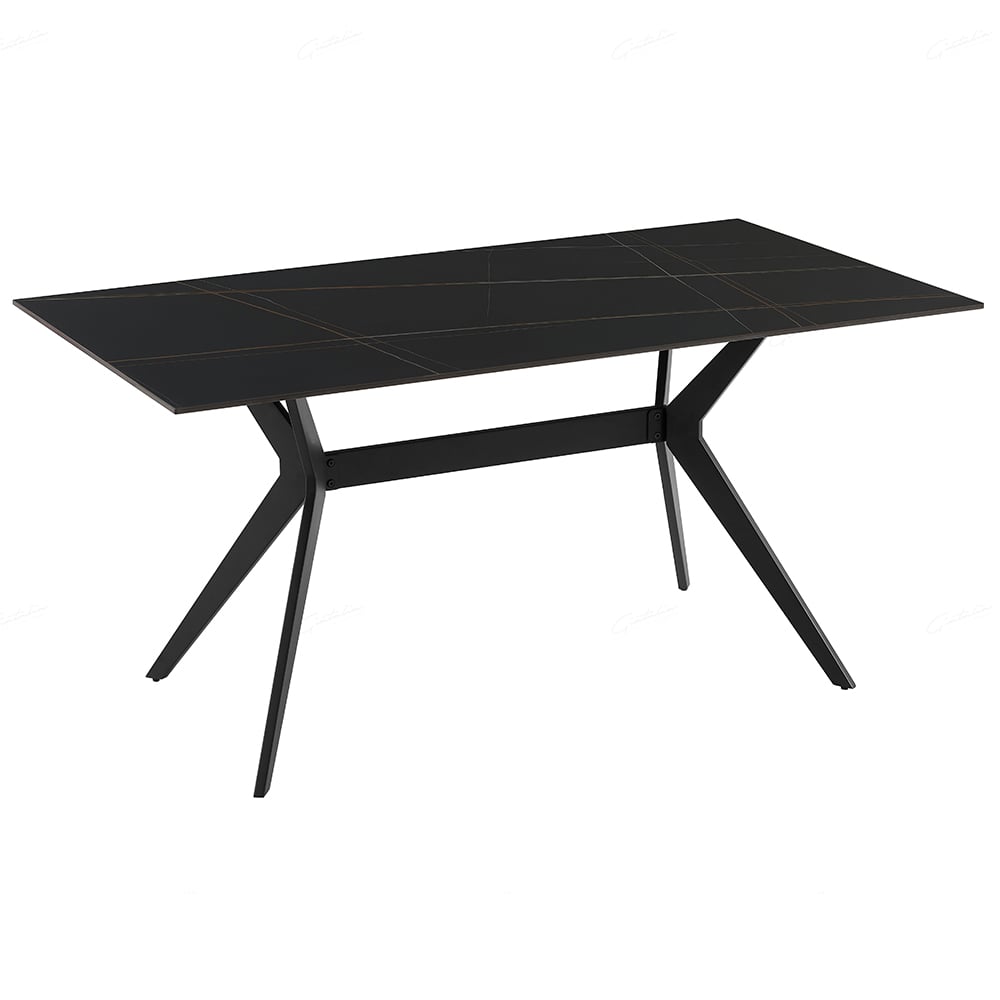 Lyons Sintered Stone Rectangular Dining Table In Black