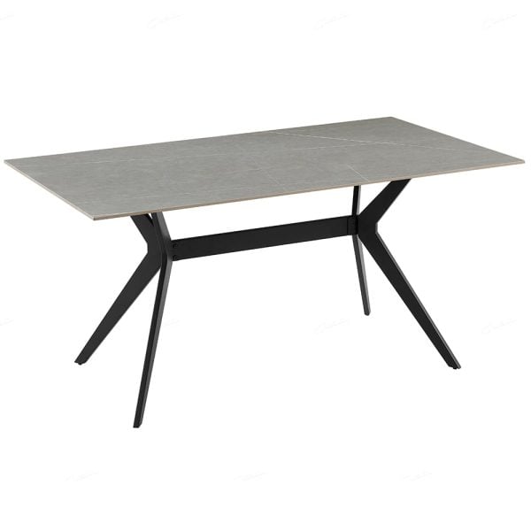 Lyons Sintered Stone Rectangular Dining Table In Grey | Bed Sava