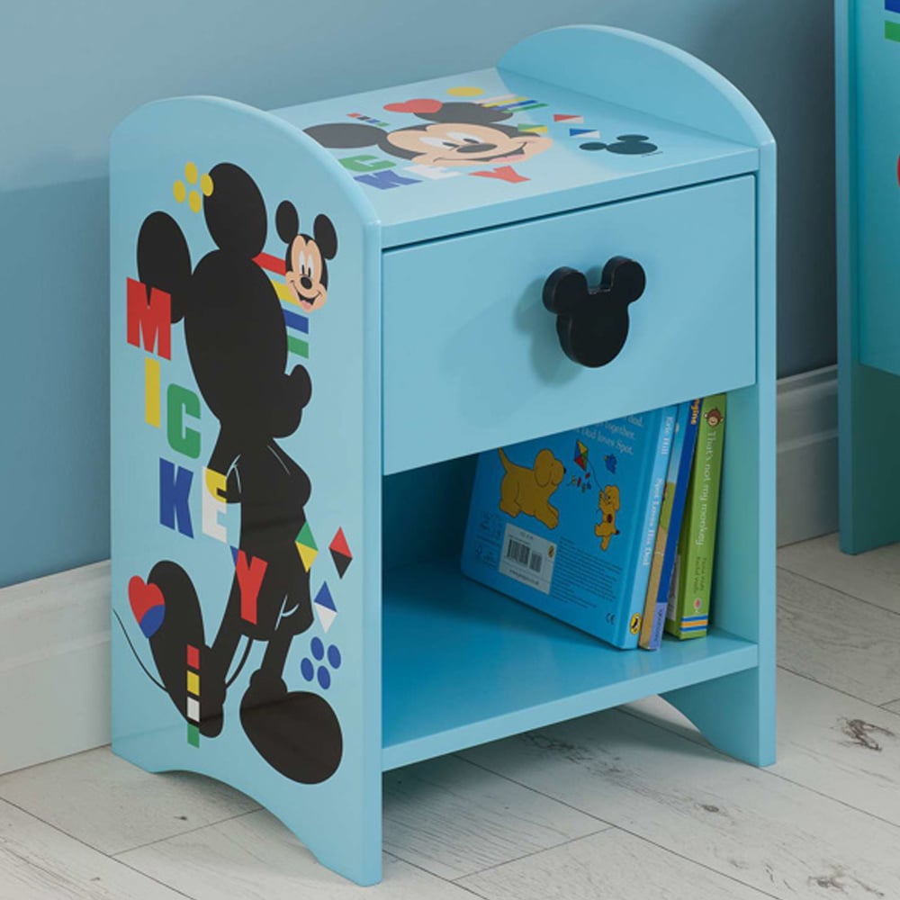 Mableton Childrens Wooden Bedside Cabinet With 1 Drawer In Blue