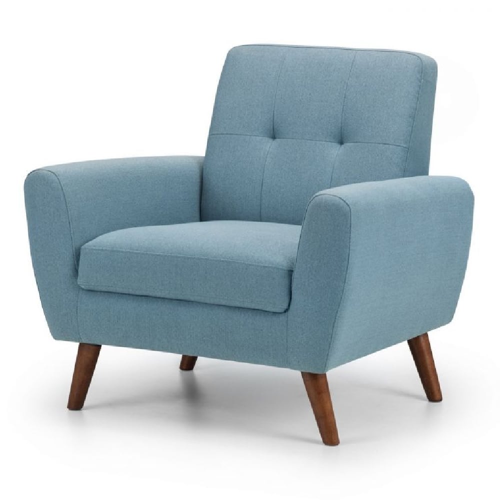 Macia Fabric 1 Seater Sofa With Wooden Legs In Blue