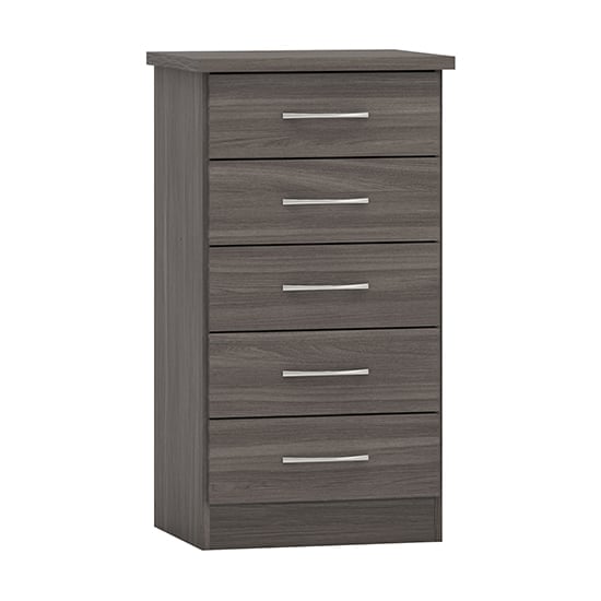 Mack Narrow Wooden Chest Of 5 Drawers In Black