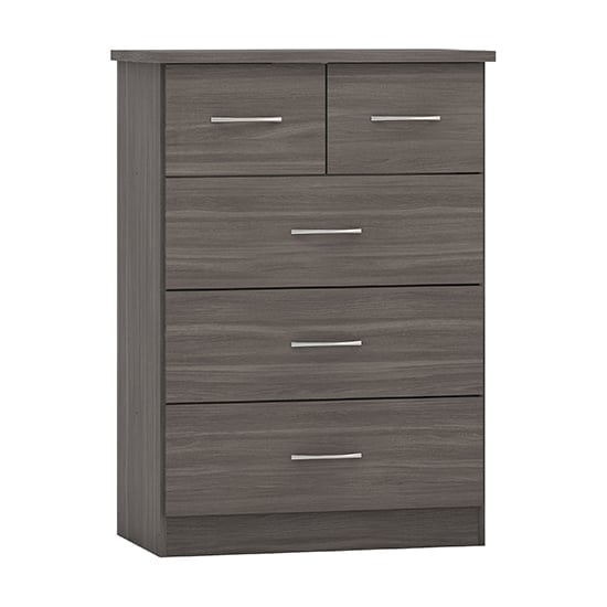 Mack Wide Wooden Chest Of 5 Drawers In Black