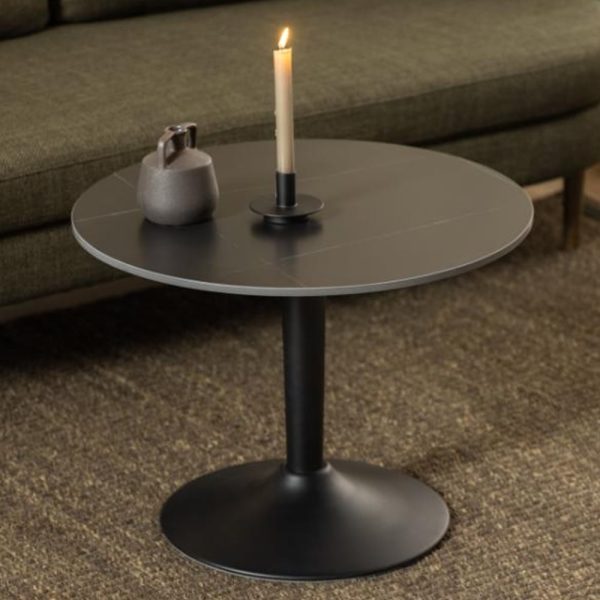 Macon Ceramic Round Coffee Table In Matt Black Grantham | Bed Sava