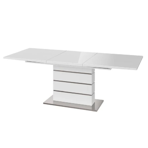 Macon High Gloss Butterfly Extending Dining Table In White | Bed Sava