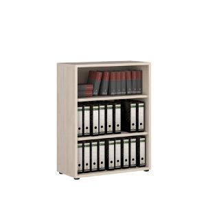Macon Wooden Bookcase Wide With 3 Shelves In Warm Mapple | Bed Sava