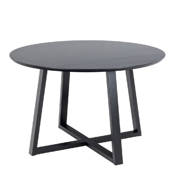 Macon Wooden Dining Table Round In Black | Bed Sava