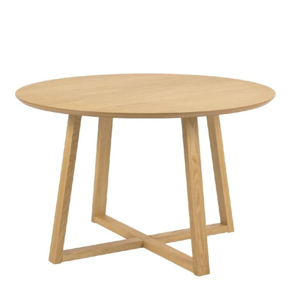 Macon Wooden Dining Table Round In Oak | Bed Sava