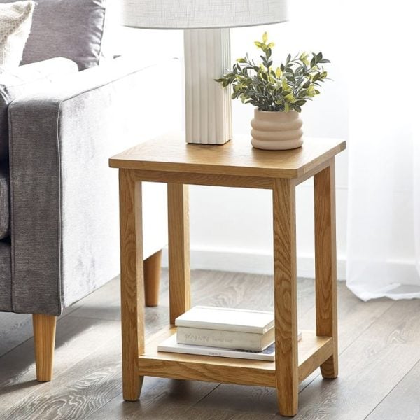Macon Wooden Lamp Table In Oak | Bed Sava