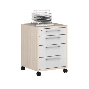 Macon Wooden Office Mobile Pedestal In Warm Mapple | Bed Sava