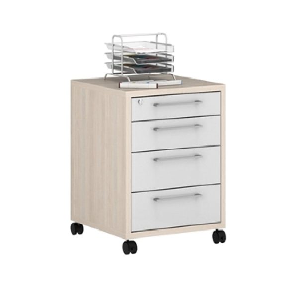 Macon Wooden Office Mobile Pedestal In Warm Mapple | Bed Sava