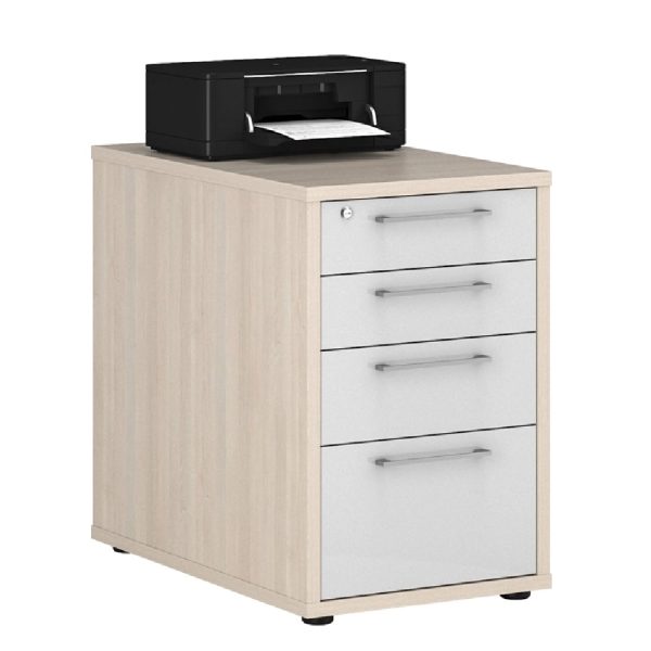 Macon Wooden Office Pedestal With 4 Drawers In Warm Mapple | Bed Sava