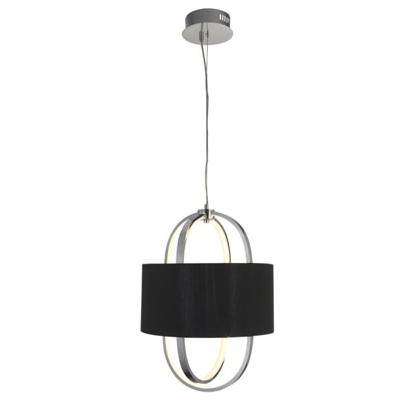 Madrid Black Fabric Shade Pendant Light In Chrome | Bed Sava