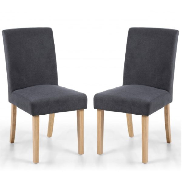 Madrid Dark Grey Fabric Dining Chair With Oak Legs In Pair | Bed Sava