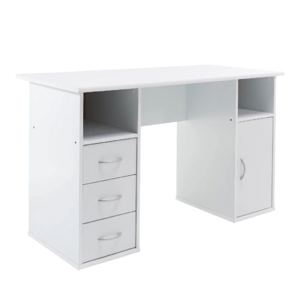 Magnolia Wooden Laptop Desk With 3 Drawers In White | Bed Sava