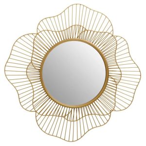 Mainz Flower Design Wall Mirror With Gold Metal Frame | Bed Sava