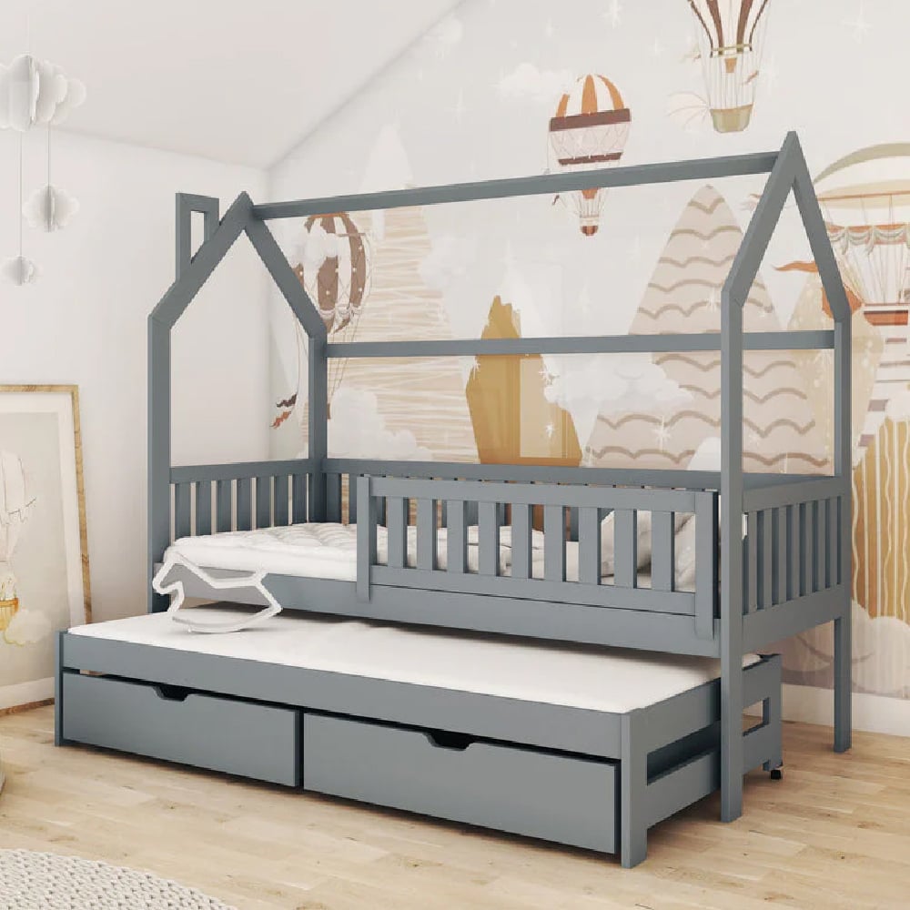 Mainz Wooden Day Bed Without Mattress And Trundle In Graphite