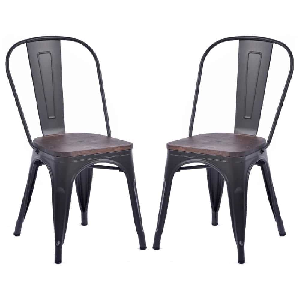 Maire Gun Grey Metal Bar Chairs In Pair