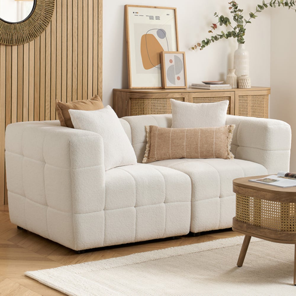 Maize Fabric 2 Seater Sofa In White