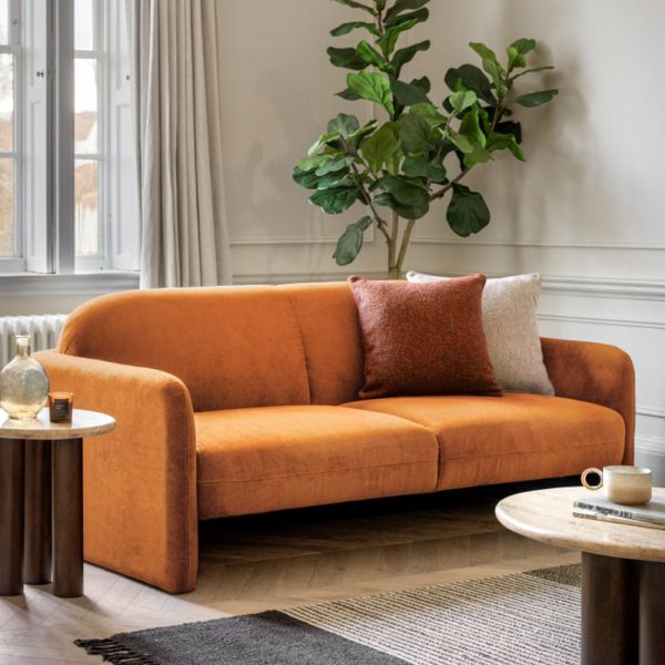 Majuro Fabric 3 Seater Sofa In Amber | Bed Sava